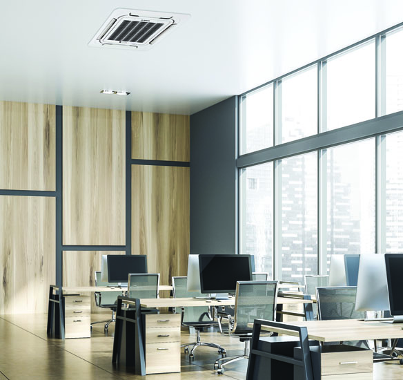 An office space cooled by a multi-split AC unit.